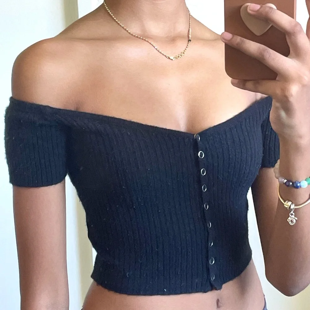 Black, off the shoulder crop top - From City Beach - Picture 2 of 3